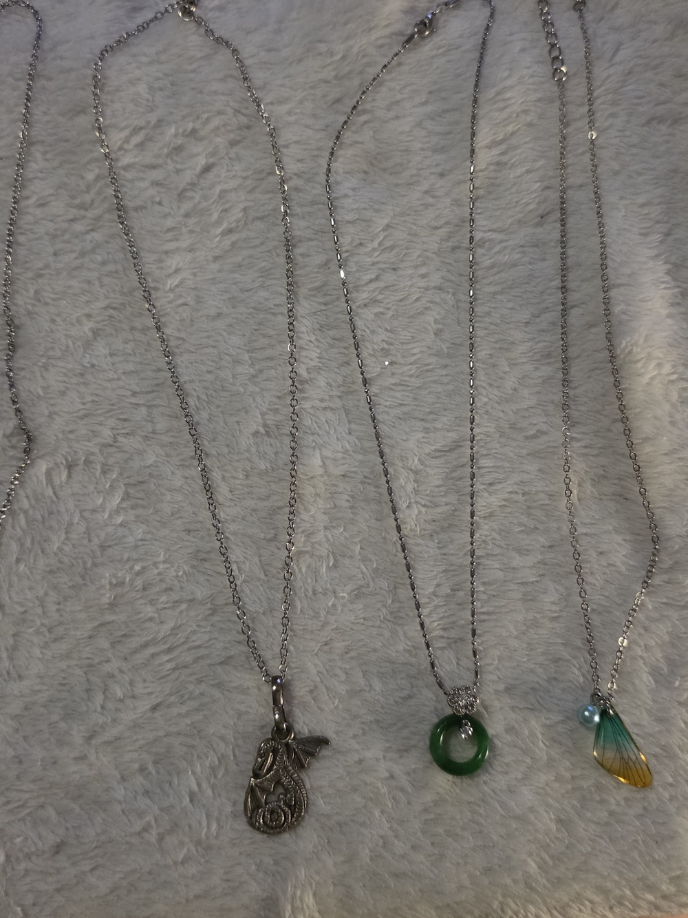 Silver-Tone Green Pendant Necklace - Women Jewelry